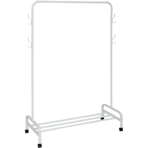 Portant à Vêtements en Métal "Patères" 160cm Blanc (1/5)