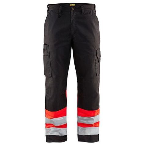 Pantalon de travail haute visibilité 1564 - Noir/Rouge fluo 3XL - FR(54) - SE(C60) - Courtes (1/2)