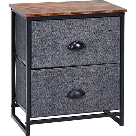 COSTWAY Chest of Drawers with 2 Drawers Home Storage Organizer Unit-Black (1/5)