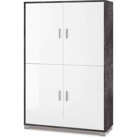 Mobile 4 Ante 108L x 41P x h161 – Finitura Nero Opaco e Bianco Lucido – Sarmog (1/2)