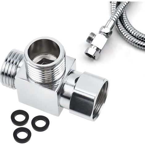 3 Voies Vanne de Dérivation de Douche 1/2 Pouce Laiton Inverseur pour Bras de Douche en Forme T Remplacement de Vanne d'Adaptateur pour Toilettes Salle de Bain Évier de Cuisine