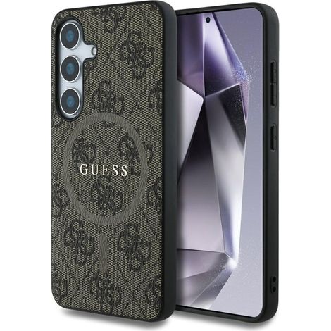 Funda Guess Leather 4G Colored Ring Classic Logo MagSafe para Samsung Galaxy S25, color marrón (1/5)