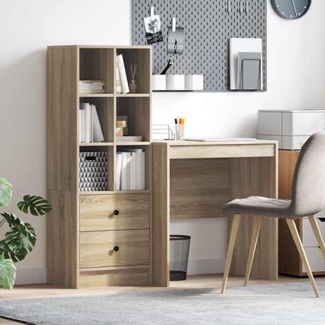 Schreibtisch mit Schubladen mit Regal 2 pcs Sonoma-Eiche