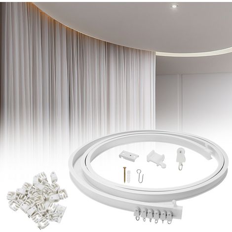 Einfeben – Kit de rail de rideau plafond pliable 5m – PVC flexible avec 40 crochets en acier inoxydable – Installation facile pour fenêtres et bureaux