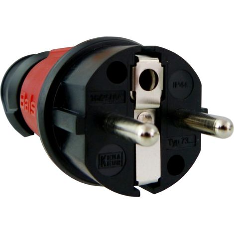 Prise portable 16A 230V IP44 unischuko rouge hermétique (1/3)