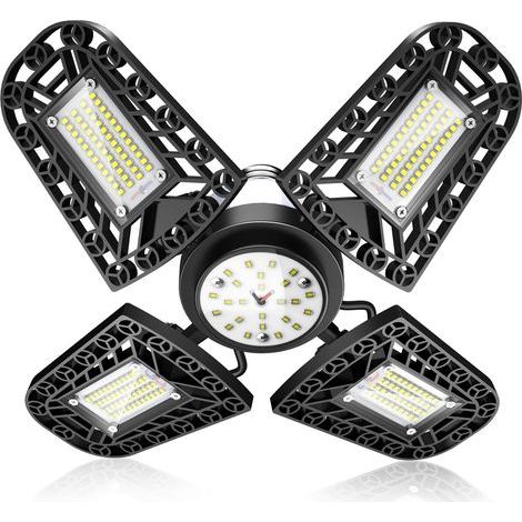 Lampes de garage à LED,120W éclairage d'atelier E27 E26 11200Lm avec quatre panneaux réglables,éclairage de plafond LED pour garage,entrept,atelier,sous-sol,salle de sport,cuisine (1/5)
