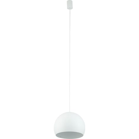 Pendelleuchte Metall Ø 27,5 cm rund H: max. 140 cm Weiß GU10 Kugel Schirm Retro (1/5)