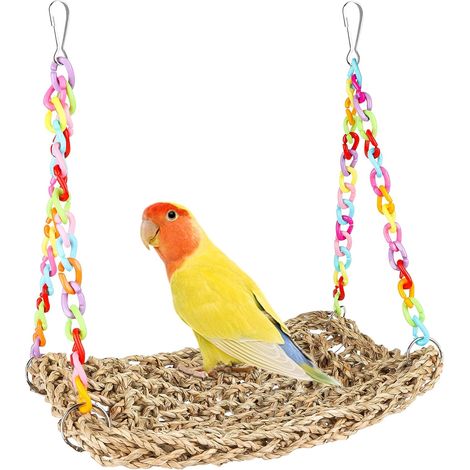Hamac en paille naturelle pour oiseaux, niches, niches de couchage, accessoires de cage à oiseaux, jouet pour oiseaux, nid d'oiseaux, hamac suspendu pour perruches, calopsittes, pinsons, (1/5)