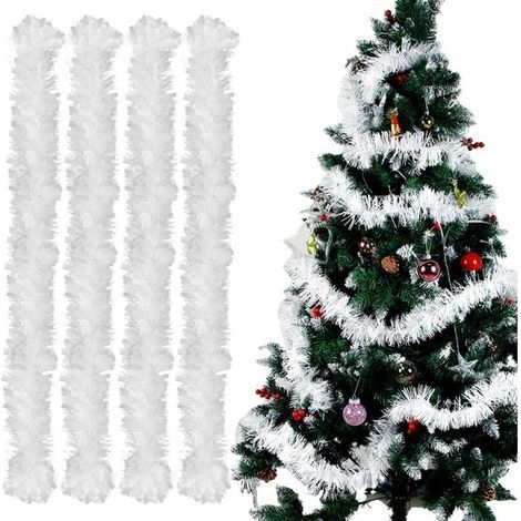 Ghirlanda per albero di Natale, ghirlanda di tinsel in 4 pezzi, ghirlanda lunga 2 m, ghirlanda di tinsel metallico scintillante per matrimoni, compleanni, feste, pareti, finestre, decorazione albero d (1/4)