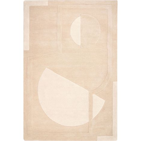 Area Rug Beige Wool Rectangular Shape Geometric Pattern 200 x 300 cm Modern Style Living Room GAYA