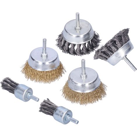 6 Brosses Métalliques Rotatives pour Décapage Rouille et Polissage - Accessoire pour Perceuse à Fil d'Acier