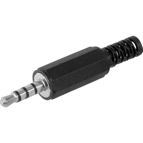 Conector audio jack 4 pines macho 3.5 mm estereo  Negro (1/4)