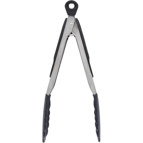 Pinzas de 23 cm de largo con puntas de silicona, pinzas de cocina fabricadas en acero inoxidable y silicona antideslizante (1/5)