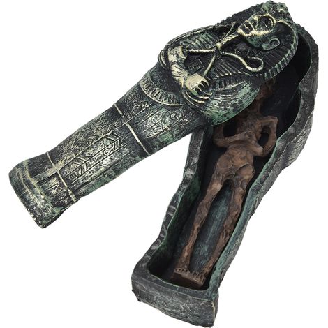 Mumien-Sarg-Dekorationen, Aquarium-Fischbecken-Ornamente, Landschaftsschädel-Harzschädel-Mumien-Sarg-Ornament (1/5)