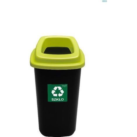 28 lts ebertools cubo contenedor selectivo vidrio ekobin negro-aro verde (1/2)