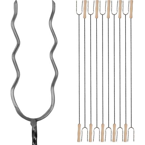 Fourchette de feu de camp Kotarbau® Fourchette à griller à double denture Bâton ondulé pour saucisses 100 cm Lot de 10 (1/5)