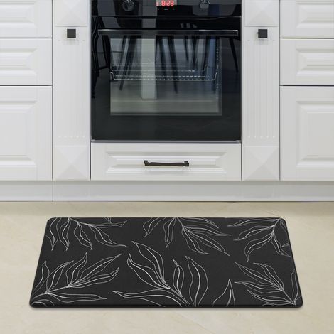 Paco Home Alfombra Cocina Esterilla Pasillera PVC Antideslizante Diferentes Motivos Negro 1, 45x75 cm