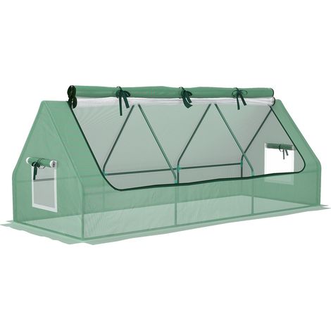 Mini Serre de Jardin Serre de Culture pour Semis 240 x 90 x 90 cm Bâche PE Anti-UV Toit Enroulable Fenêtres Moustiquaires (1/5)