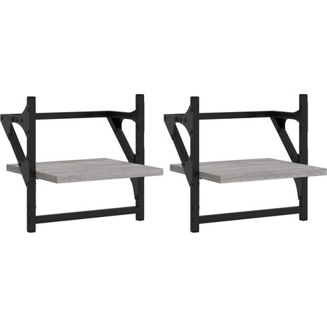 Maison Exclusive - Wandregale mit Stangen 2 Stk. Grau Sonoma 30x2