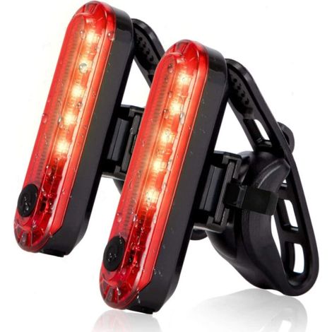 Feu Arrière Vélo - LED Rechargeable USB - Angle de Vision 240° - Étanche IPX4 - 330 mAh - Pour Vélo Scooter Trottinette Fauteuil Roulant - Lot de 2