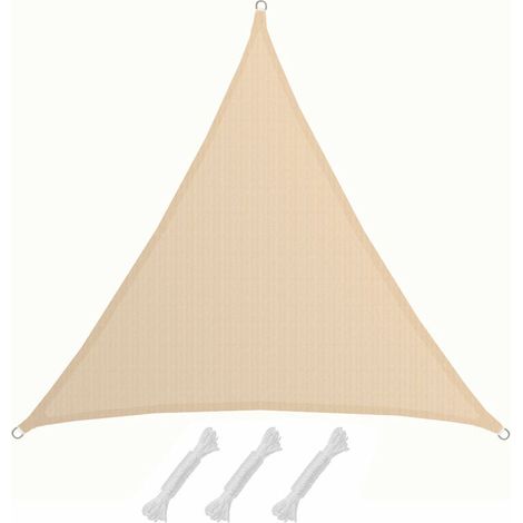 Voile d'ombrage Atacama crème triangulaire L 5x5x5m PE-HD (1/5)