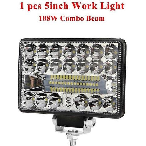 Projecteur LED 144 W 24 V, 14/5/6 pouces, barre LED 3030, phare tout-terrain, projecteur LED, lampe de camping, 1 pièce 5 pouces (1/5)