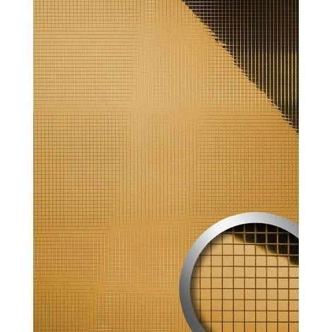 Panel decorativo autoadhesivo flexible mosaico cuadrado WallFace 27373 M-Style S con efecto espejo dorado 0,96 m2 (1/4)
