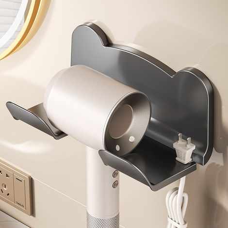Supporto per asciugacapelli – Installazione senza foratura – Organizzatore da parete per il bagno – Supporto per asciugacapelli – Scaffale portaoggetti per il bagno (1/5)