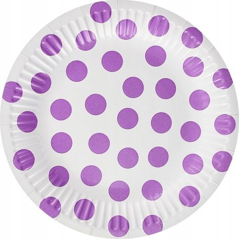 Assiettes en papier, à pois, lavande, 18 cm, lot de 6.