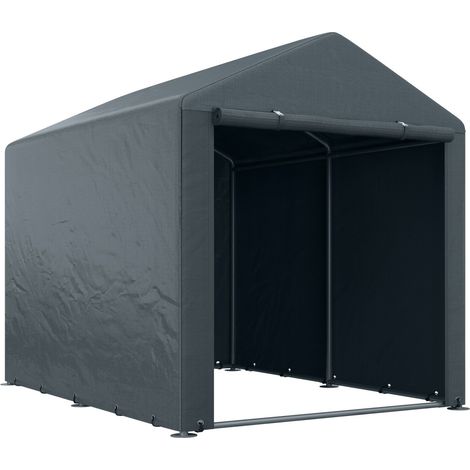 Abri de jardin 716x218x172 cm déperlant UV pour vélos et outils, avec porte zippée - Solide rangement extérieur - Gris foncé (1/5)