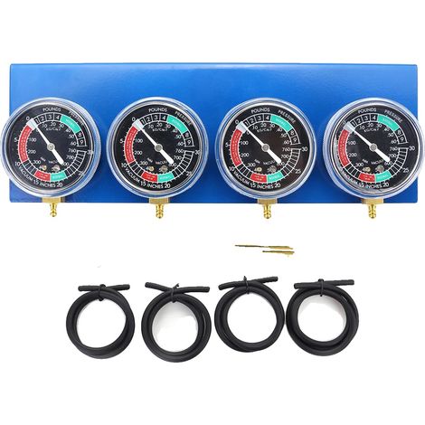 Outil de synchronisation de carburateur, 30,4 cm x 10 cm, diamètre du manomètre 7 cm, adapté aux machines à 4 cylindres, 4 tailles de connecteurs (2pcs M5 + 2pcs M6), 1 ensemble (1/5)