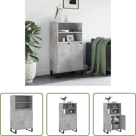 Buffet industriel -  Buffet haut Gris béton 60x36x110 cm Bois d'ingénierie (1/5)