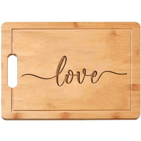 Planche en bambou "LOVE" – Message gravé, cadeau Saint-Valentin (1/5)