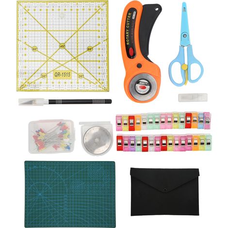Lot d'outils de coupe de tissu, kit de découpe pour couture avec tapis de coupe et lames de rechange (1/5)