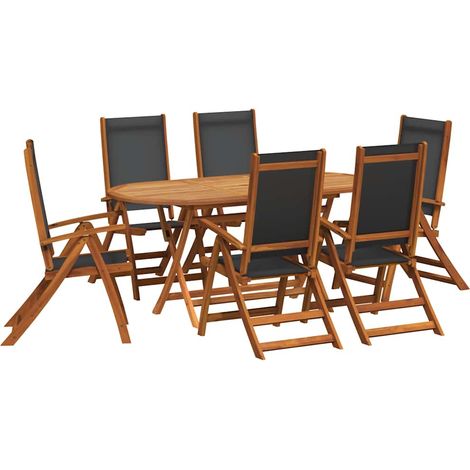 Ensemble à manger d'extérieur 7 pcs  Mobilier de jardin Bois d'acacia solide (1/5)