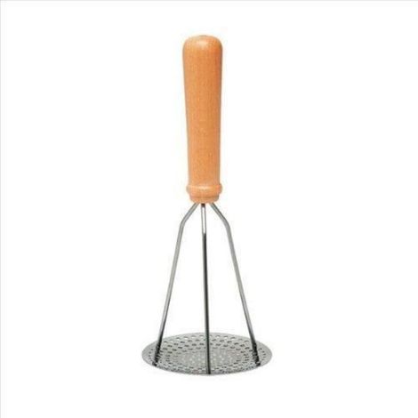 Pilon Presse Purée - Inox Bois - 23,5 x 10 cm - Pour Purée Légumes Maison - 1 Pièce