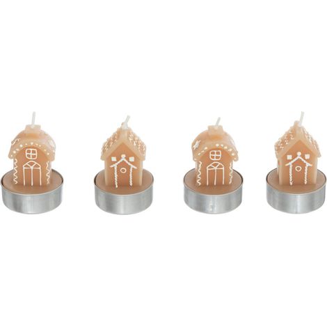 Lot de 4 Bougies déco Maison Pain d'épice - Feeric Christmas (1/3)