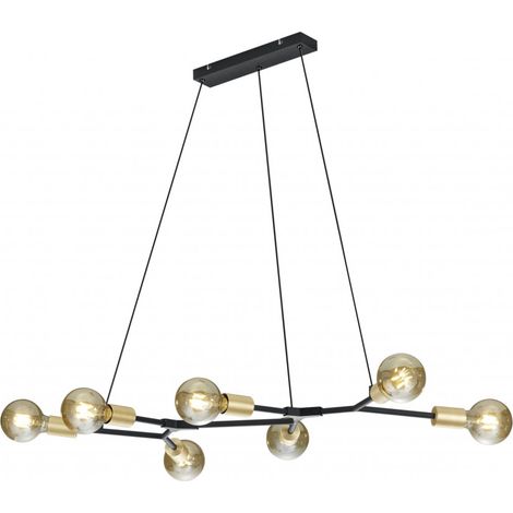 Lampadario Sospensione Minimal 7 Luci Cross Nero e Oro Trio Lighting (1/2)