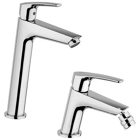 Set Rubinetti Jacuzzi per lavabo alto e bidet senza scarico serie Lucente cromato (1/5)