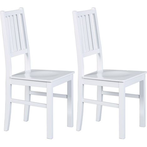 LUCAIN - Lot de 2 Chaises en Bois Massif Blanc (1/5)