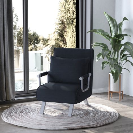 Canapé convertible 2-en-1, dossier réglable 5 positions, 65 x 77 x 80 cm, polyester noir OKMYHOME (1/5)