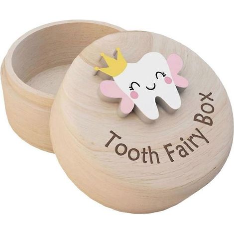 Boîte à dents de lait pour petites filles, jolie boîte en bois sculptée avec une dent en 3D, pour ranger les dents de lait perdues des enfants, souvenir précieux. (1/5)