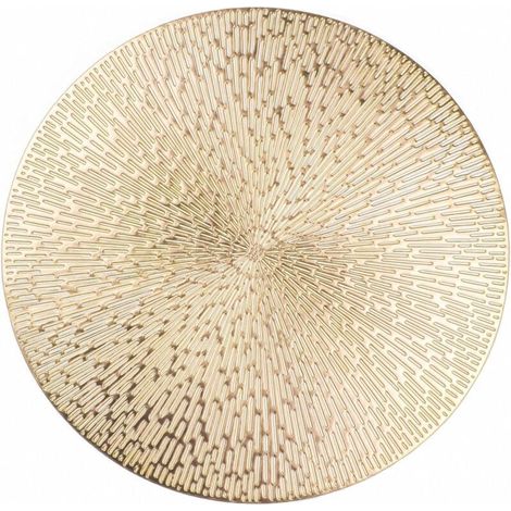 Lot de 6 sets de table ronds en vinyle métallisé doré creux de 38 cm, lavables, faciles à nettoyer, antidérapants, résistants à la chaleur pour décoration de table de mariage (1/4)