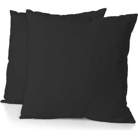 Taies d’oreiller microfibre HOME LINGE PASSION lot de 2 carré 63 x 63 cm noir (1/3)