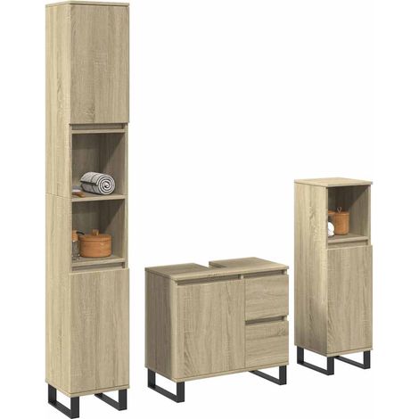 3-tlg. Badmöbel-Set Sonoma-Eiche Holzwerkstoff