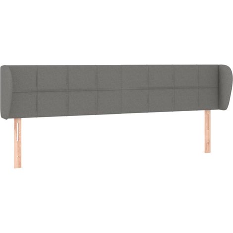 Testiera  Testata del letto ad Orecchio Grigio Scuro 183x23x78/88 cm in Tessuto (1/4)