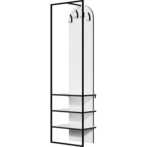 Mobile ingresso con appendiabiti e scarpiera colore bianco 53x180H cm - Indis (1/4)