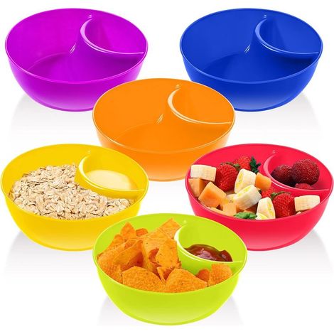 Lot de 6 Bols en Plastique Empilables – Résistants au Micro-ondes et au Lave-vaisselle – Idéaux pour Sauces, Salades, Frites et Collations – 6 Couleurs Assorties (1/5)