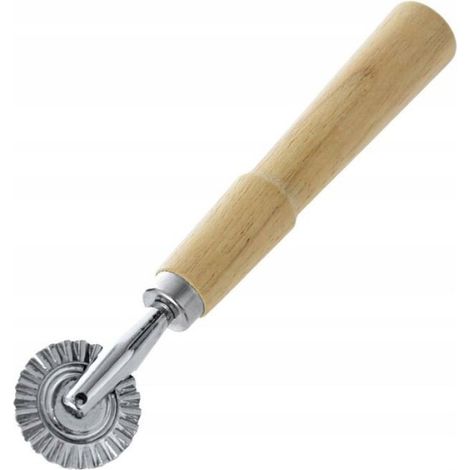 Hachoir À Pâtes - Lame Acier Inoxydable 3 cm - Pour Pierogi Ravioli Pizza Pâte Feuilletée - Manche Bois 16 cm - 1 Pièce