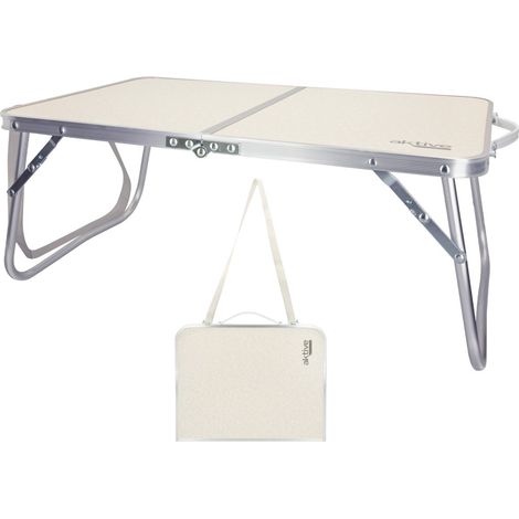 Table pliante aluminium MDF 60x40x25 cm – Légère 6,9 kg avec poignée – Système de fixation sécurisé pour stabilité – Pour camping et jardin – Aktive